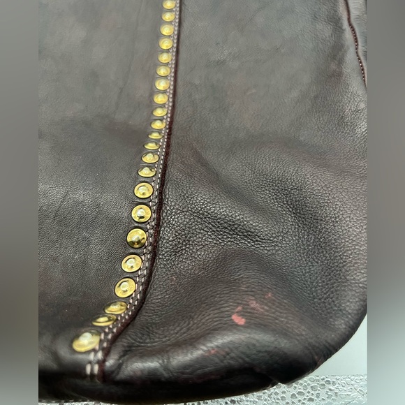 3RD FLOOR Made in Italy Dark Brown Reddish Leather Embellished Oversized XL Tote - Picture 7 of 17